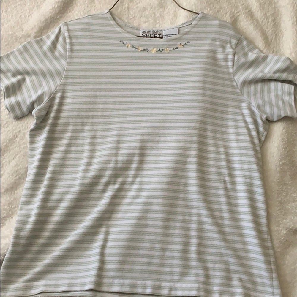 Embroidered striped blouse